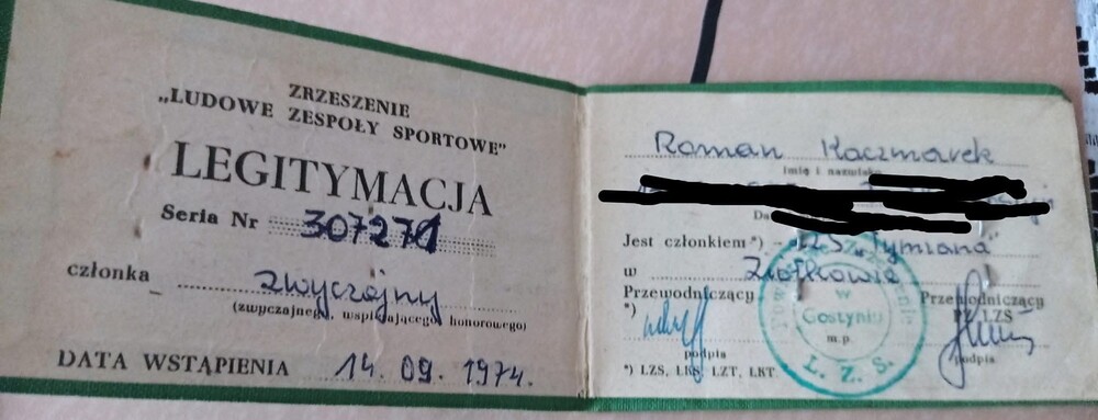 Legitymacja Zrzeszenia "Ludowe Zespoły Sportowe"