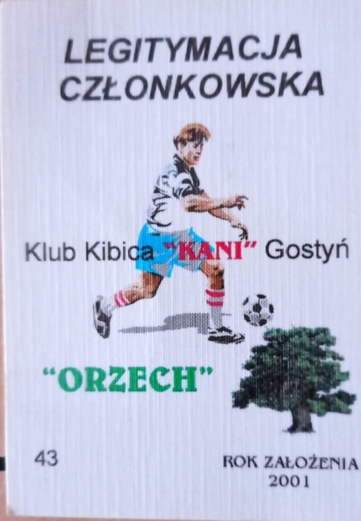 Legitymacja członkowska Klubu Kibica Kani Gostyń