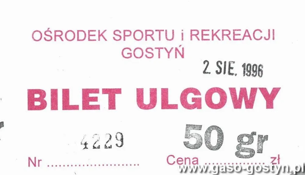 Bilet ulgowy za 50 gr na odkryty basen w Gostyniu